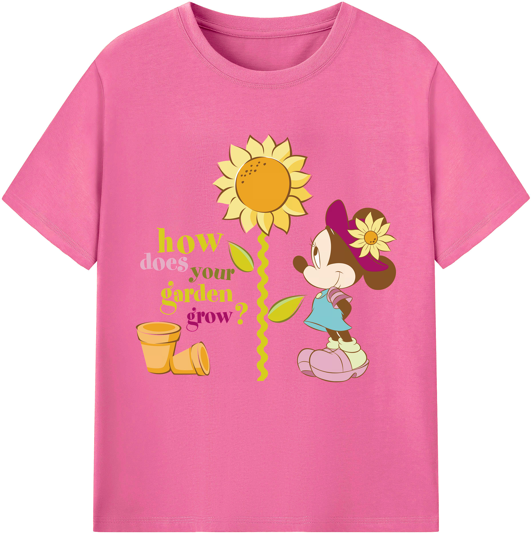 （画像用） ミッキーマウス Mickey Mouse レディースカジュアルプリントTシャツ（綿100％）